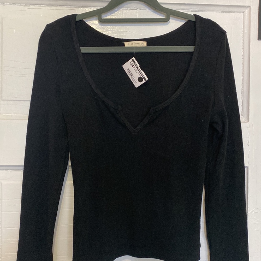 Miss Love Notch Neck Ribbed - Picture 2 of 4